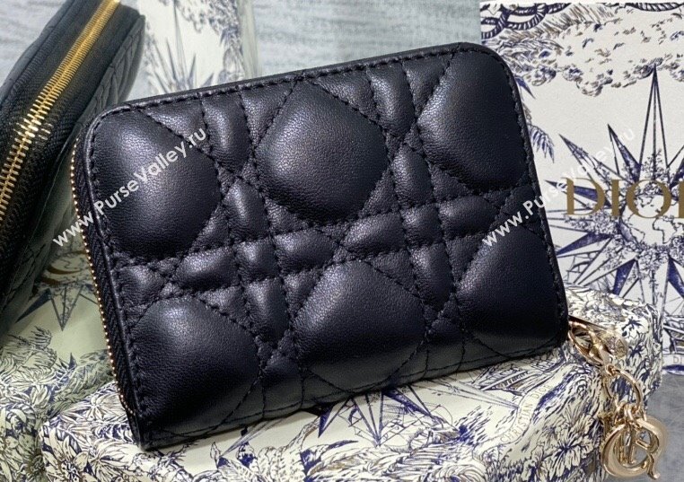 Lady Dior Voyageur Small Coin Purse in Black Cannage Lambskin 2024 (XXG-23112511)