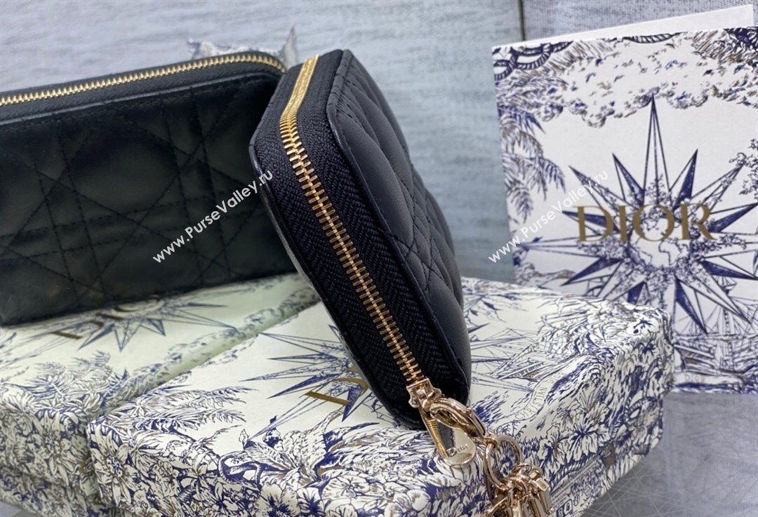 Lady Dior Voyageur Small Coin Purse in Black Cannage Lambskin 2024 (XXG-23112511)