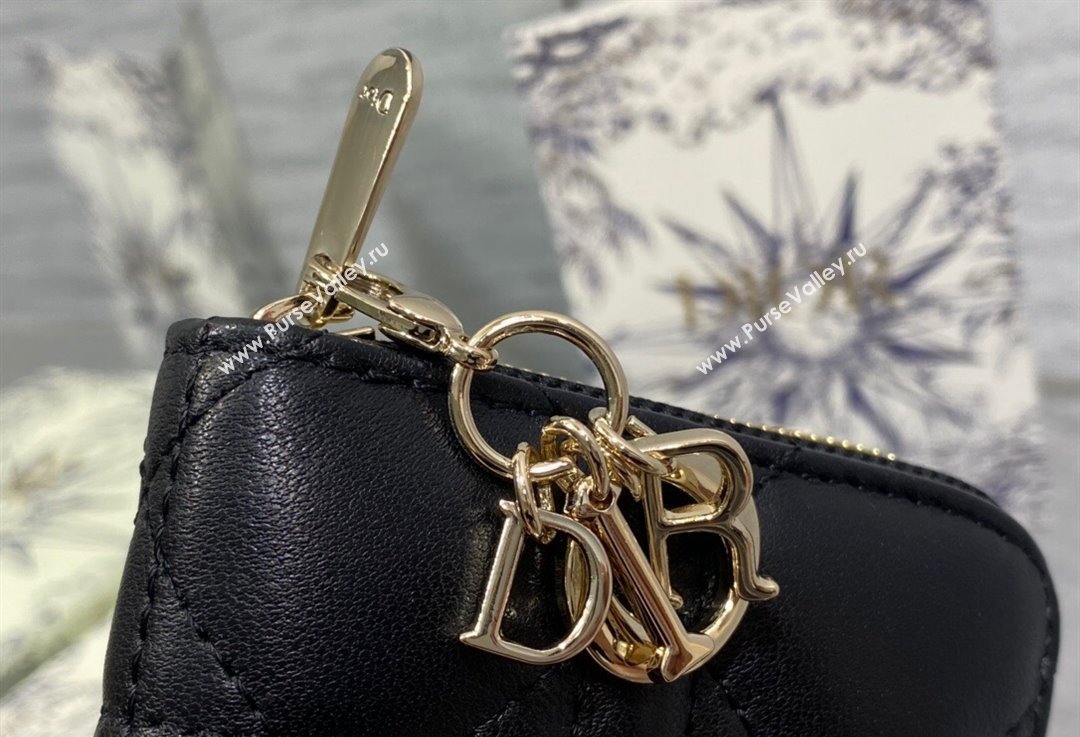 Lady Dior Voyageur Small Coin Purse in Black Cannage Lambskin 2024 (XXG-23112511)