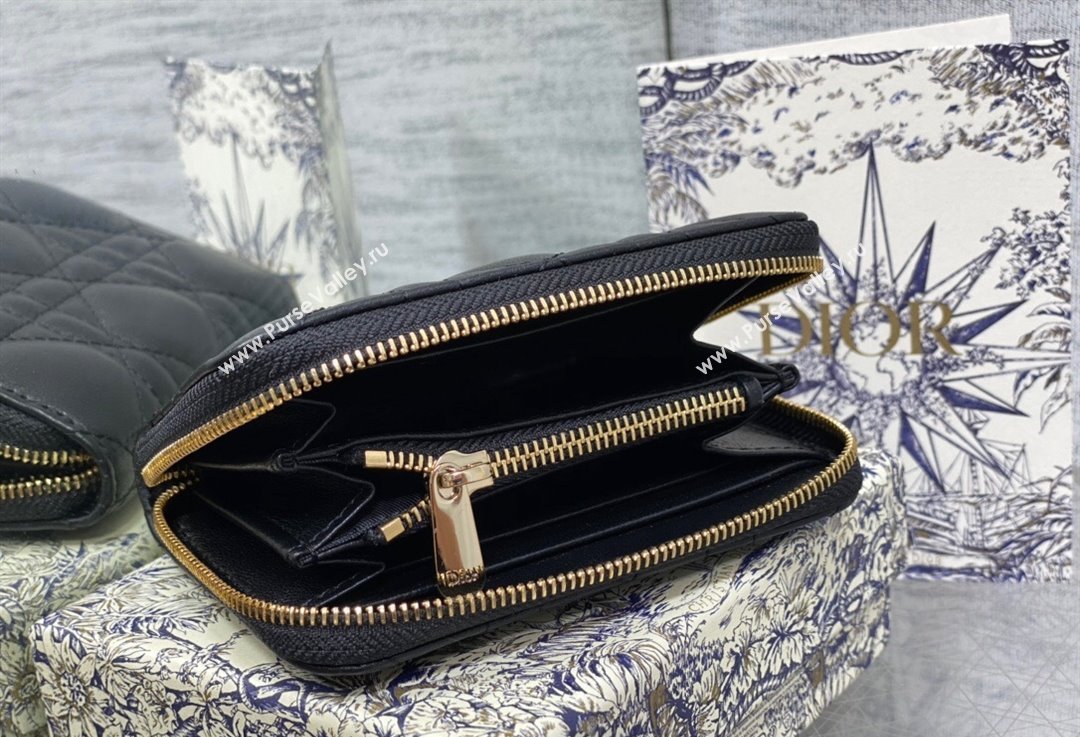 Lady Dior Voyageur Small Coin Purse in Black Cannage Lambskin 2024 (XXG-23112511)