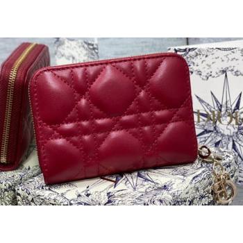 Lady Dior Voyageur Small Coin Purse in Red Cannage Lambskin 2024 (XXG-23112512)