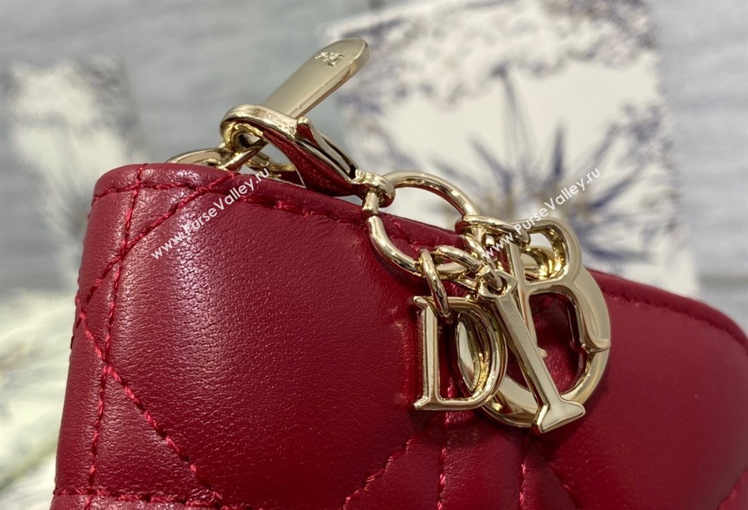 Lady Dior Voyageur Small Coin Purse in Red Cannage Lambskin 2024 (XXG-23112512)