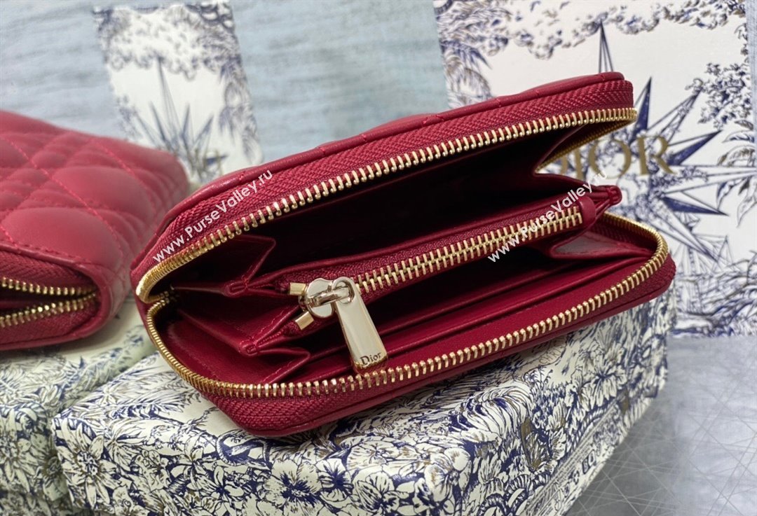 Lady Dior Voyageur Small Coin Purse in Red Cannage Lambskin 2024 (XXG-23112512)