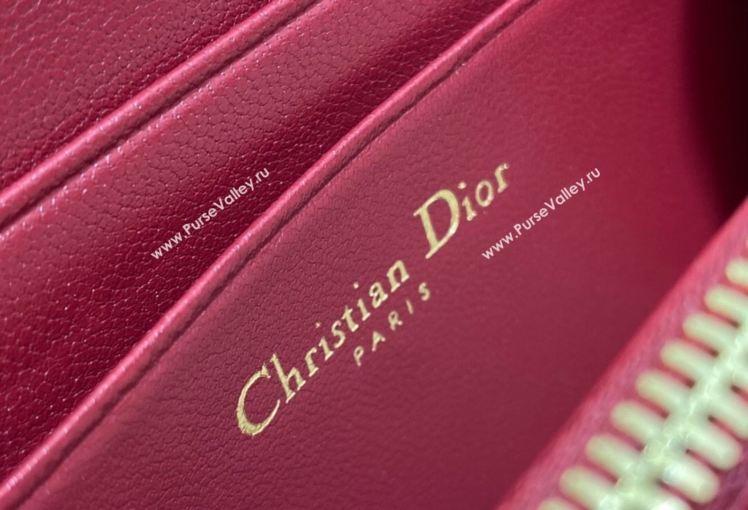 Lady Dior Voyageur Small Coin Purse in Red Cannage Lambskin 2024 (XXG-23112512)