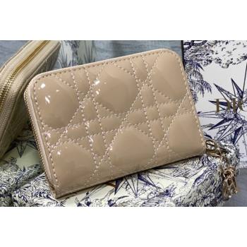 Lady Dior Voyageur Small Coin Purse in Beige Patent Cannage Calfskin 2024 (XXG-23112519)