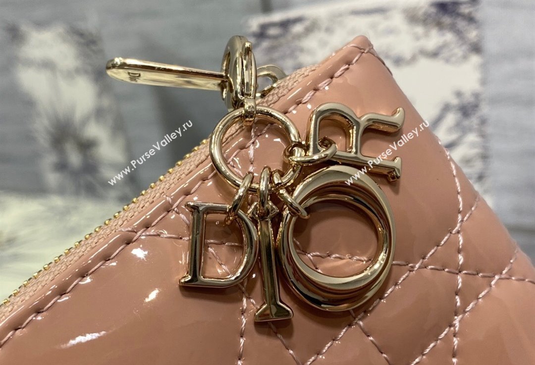Lady Dior Voyageur Small Coin Purse in Nude Pink Patent Cannage Calfskin 2024 (XXG-23112520)