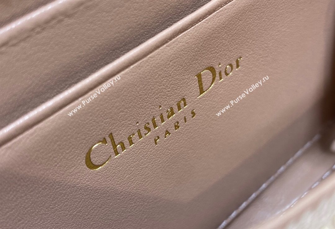 Lady Dior Voyageur Small Coin Purse in Nude Pink Patent Cannage Calfskin 2024 (XXG-23112520)