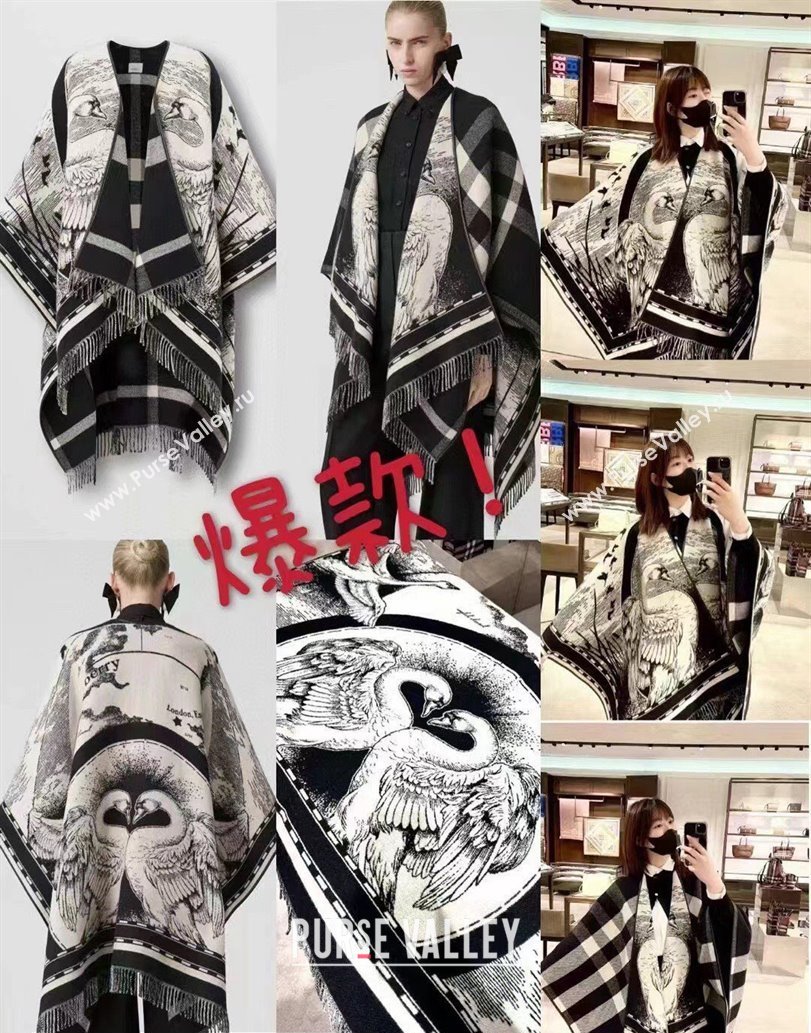 Burberry Reversible EKD Wool Cape Gray Top Quality (wtz-23112716)