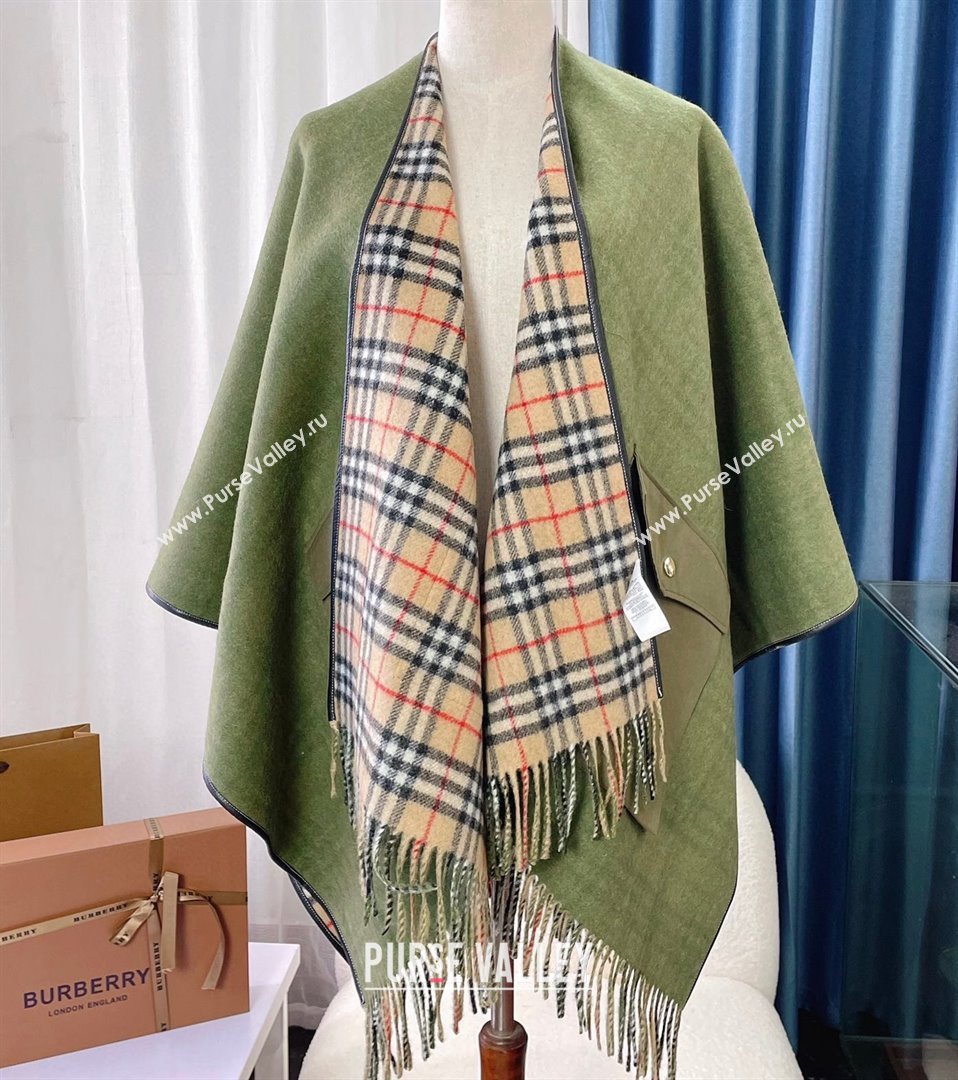 Burberry Reversible Check Wool Cape Green Top Quality (wtz-23112720)