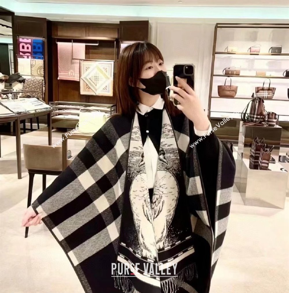 Burberry Reversible EKD Wool Cape Gray Top Quality (wtz-23112716)