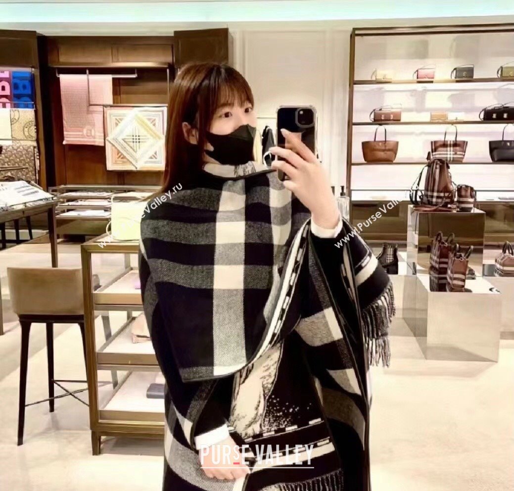 Burberry Reversible EKD Wool Cape Gray Top Quality (wtz-23112716)