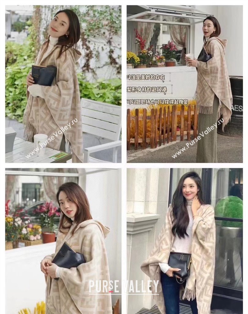 Fendi FF Beige cashmere poncho Top Quality (wtz-23112707)