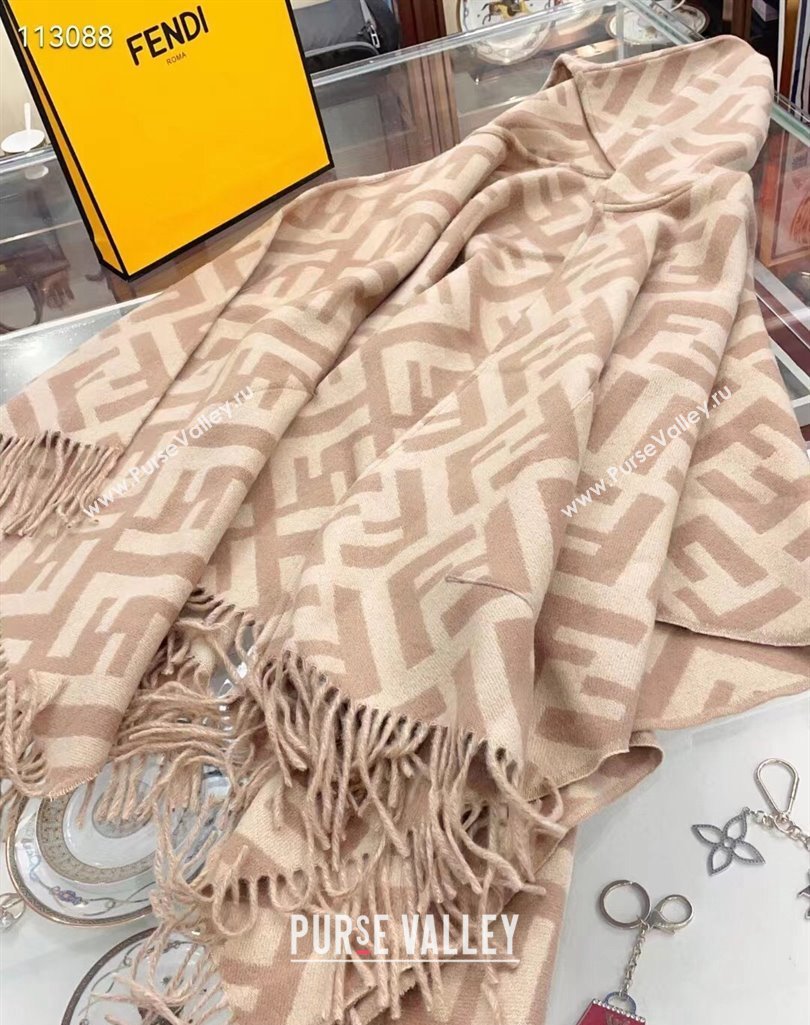 Fendi FF Beige cashmere poncho Top Quality (wtz-23112707)