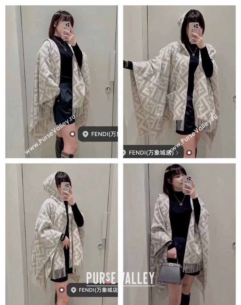 Fendi FF Gray cashmere poncho Top Quality (wtz-23112708)