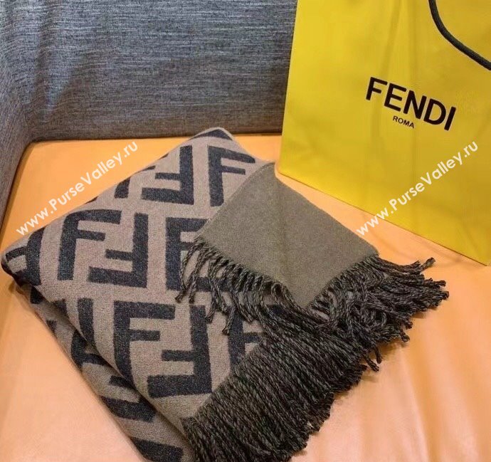 Fendi FF Dark Green wool and cashmere poncho Top Quality (wtz-23112703)