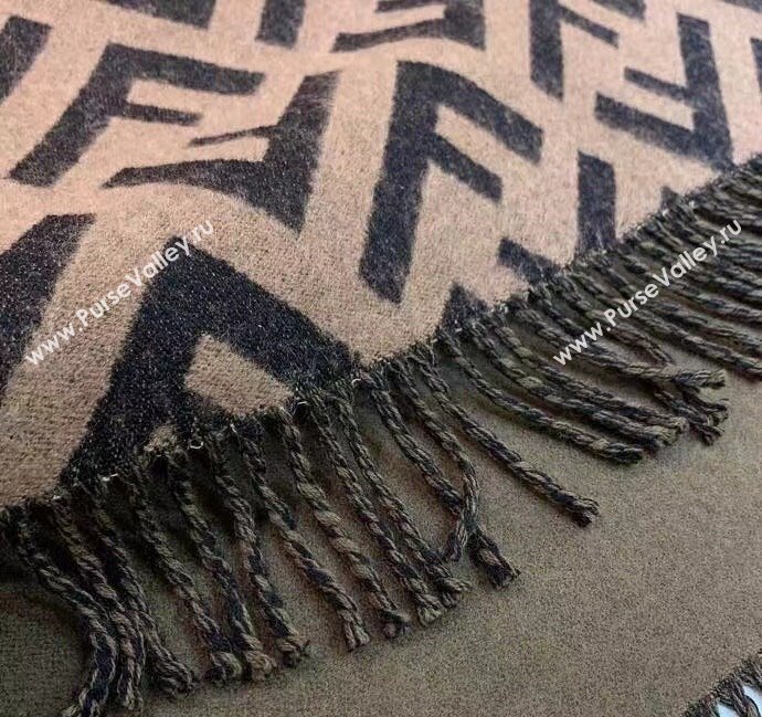 Fendi FF Dark Green wool and cashmere poncho Top Quality (wtz-23112703)