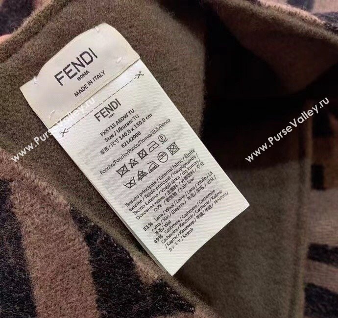 Fendi FF Dark Green wool and cashmere poncho Top Quality (wtz-23112703)