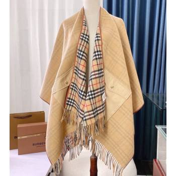 Burberry Reversible Check Wool Cape Beige Top Quality (wtz-23112721)