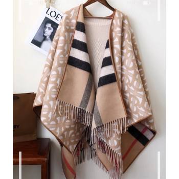 Burberry Monogram Wool Cashmere Reversible Cape Beige Top Quality (wtz-23112713)