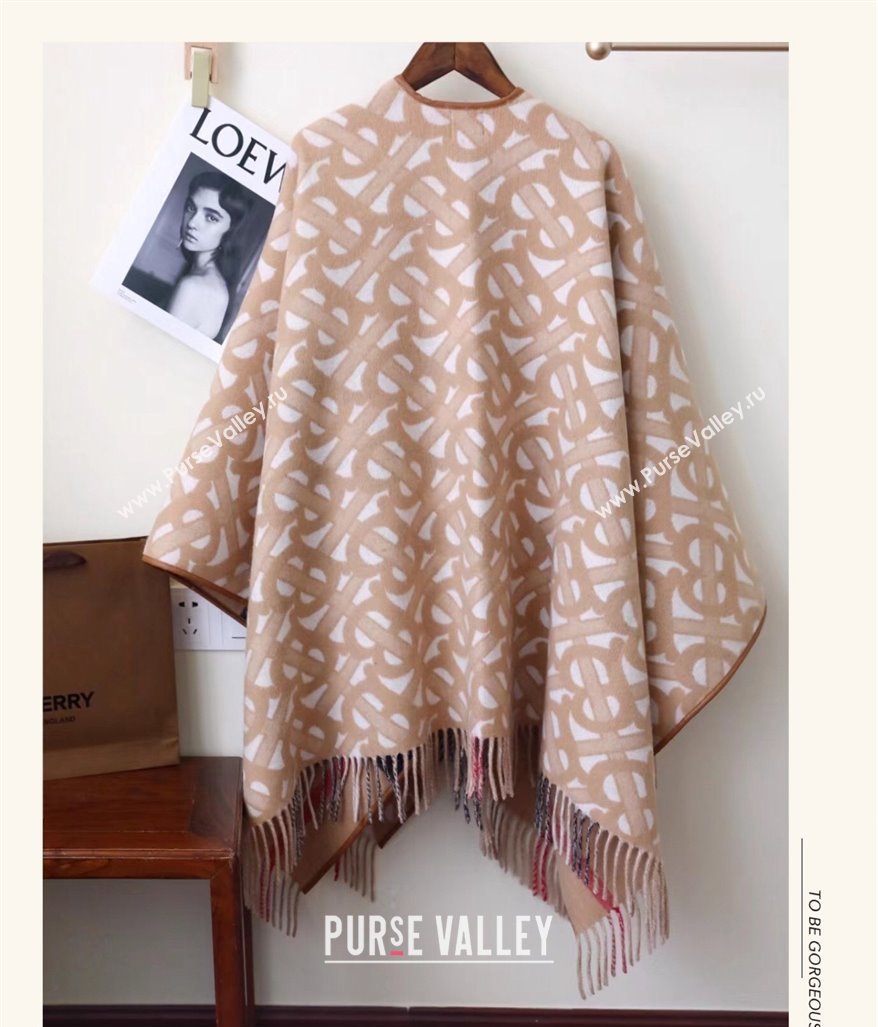 Burberry Monogram Wool Cashmere Reversible Cape Beige Top Quality (wtz-23112713)