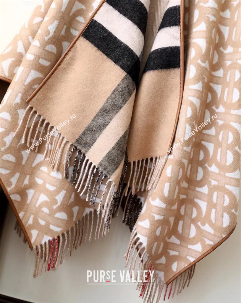 Burberry Monogram Wool Cashmere Reversible Cape Beige Top Quality (wtz-23112713)
