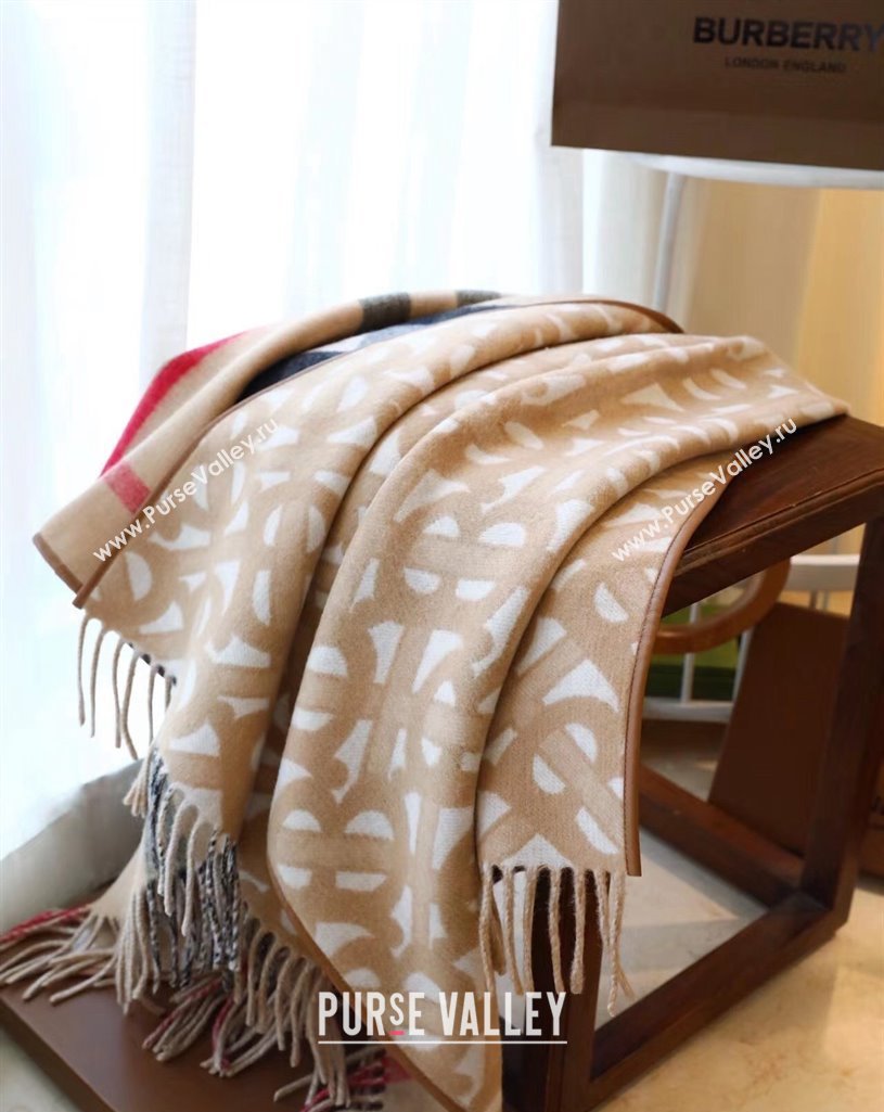 Burberry Monogram Wool Cashmere Reversible Cape Beige Top Quality (wtz-23112713)