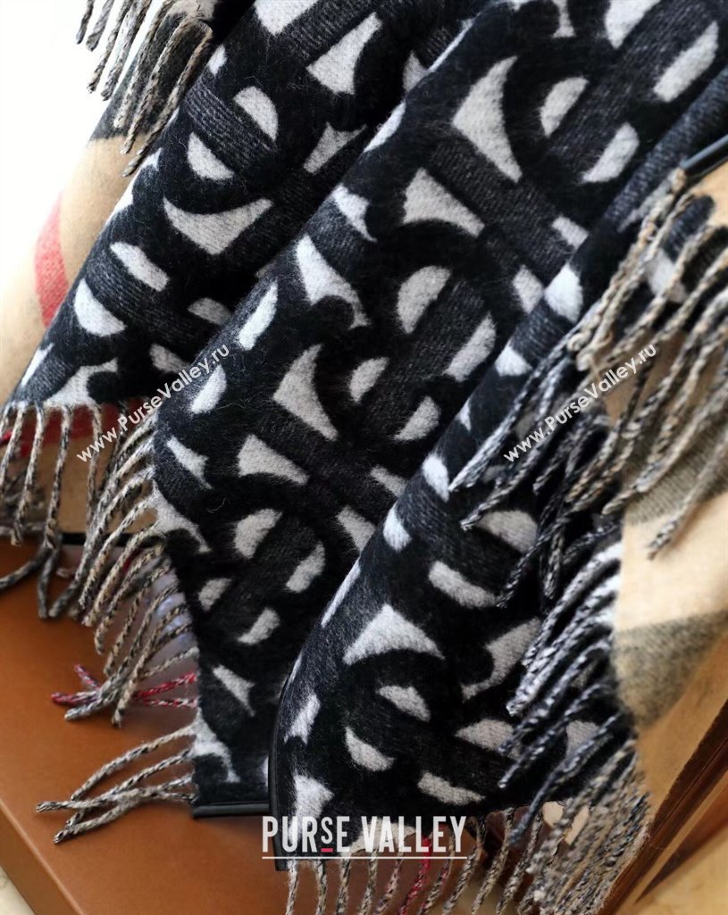 Burberry Monogram Wool Cashmere Reversible Cape Black Top Quality (wtz-23112714)