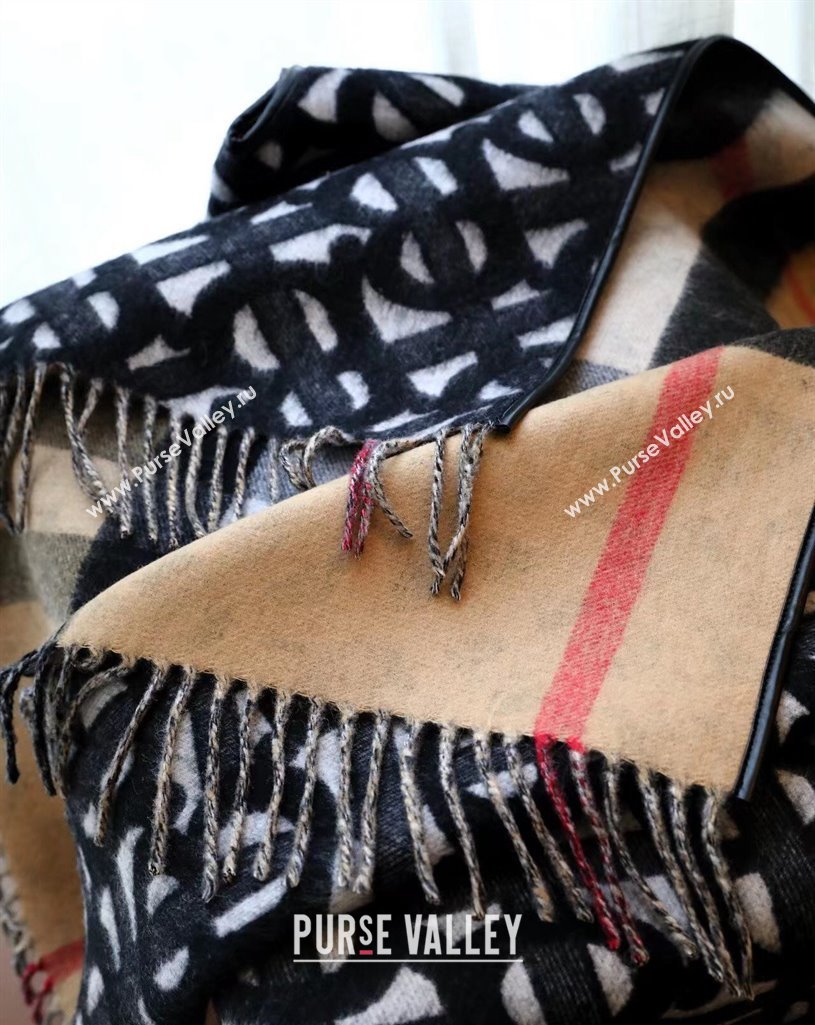 Burberry Monogram Wool Cashmere Reversible Cape Black Top Quality (wtz-23112714)