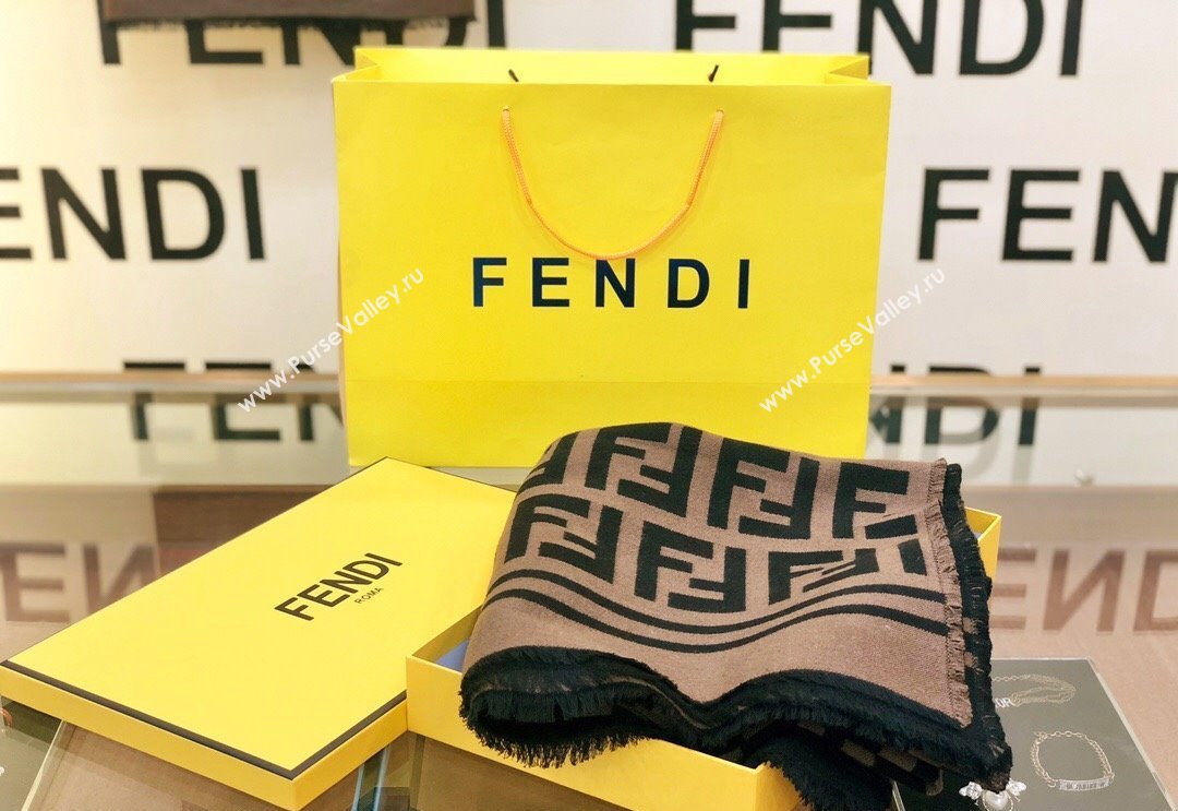 Fendi FF Brown Silk and Wool throw Blanket Top Quality (wtz-23112701)