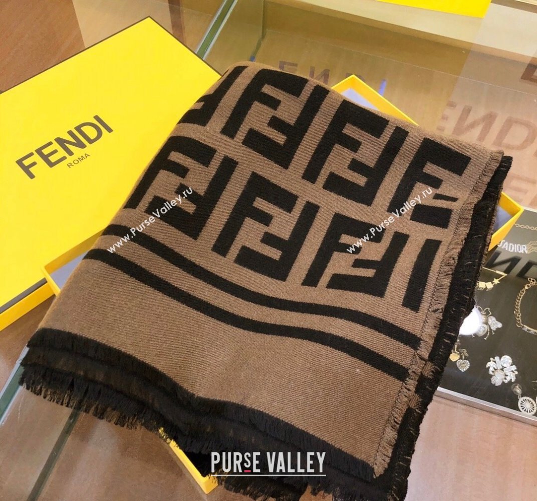 Fendi FF Brown Silk and Wool throw Blanket Top Quality (wtz-23112701)