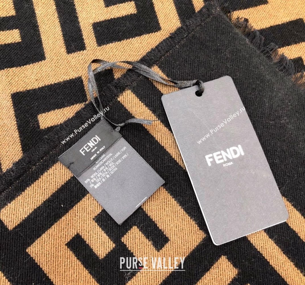 Fendi FF Brown Silk and Wool throw Blanket Top Quality (wtz-23112701)