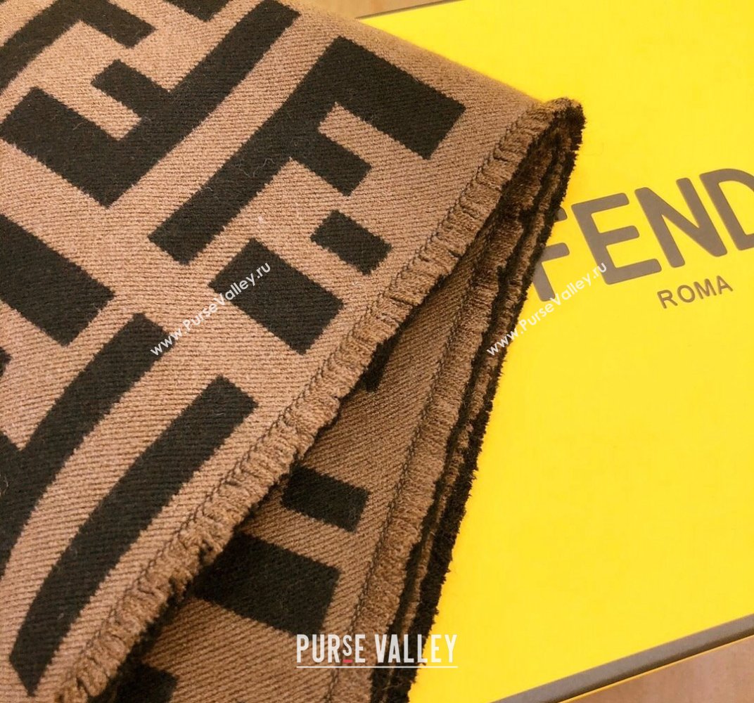 Fendi FF Brown Silk and Wool throw Blanket Top Quality (wtz-23112701)