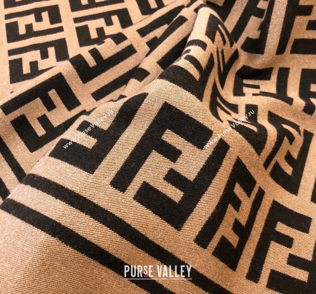 Fendi FF Brown Silk and Wool throw Blanket Top Quality (wtz-23112701)