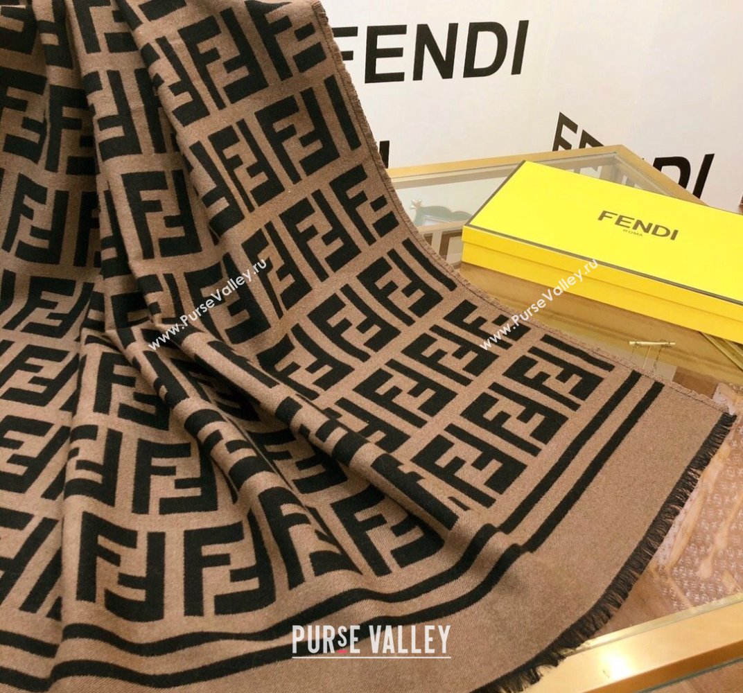 Fendi FF Brown Silk and Wool throw Blanket Top Quality (wtz-23112701)