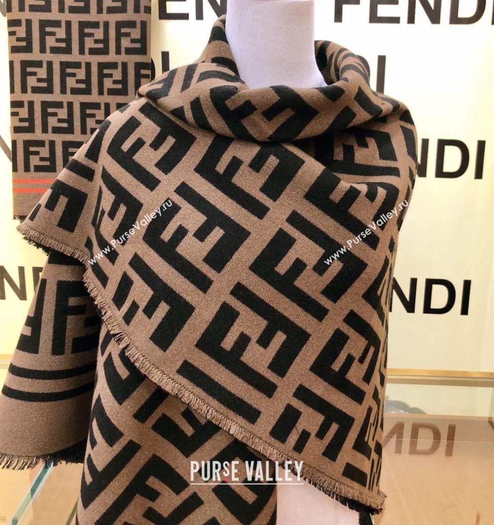 Fendi FF Brown Silk and Wool throw Blanket Top Quality (wtz-23112701)