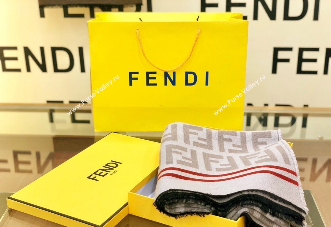 Fendi FF Gray Silk and Wool throw Blanket Top Quality (wtz-23112702)