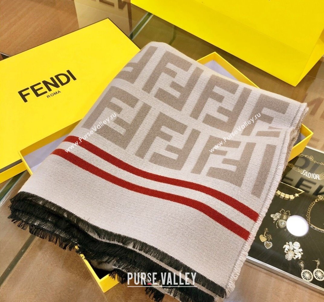 Fendi FF Gray Silk and Wool throw Blanket Top Quality (wtz-23112702)