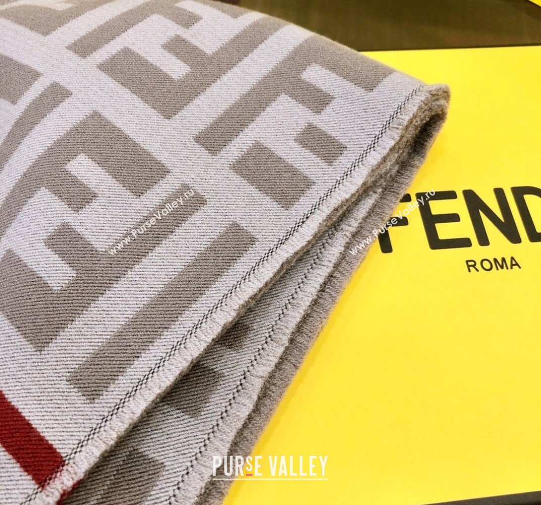 Fendi FF Gray Silk and Wool throw Blanket Top Quality (wtz-23112702)