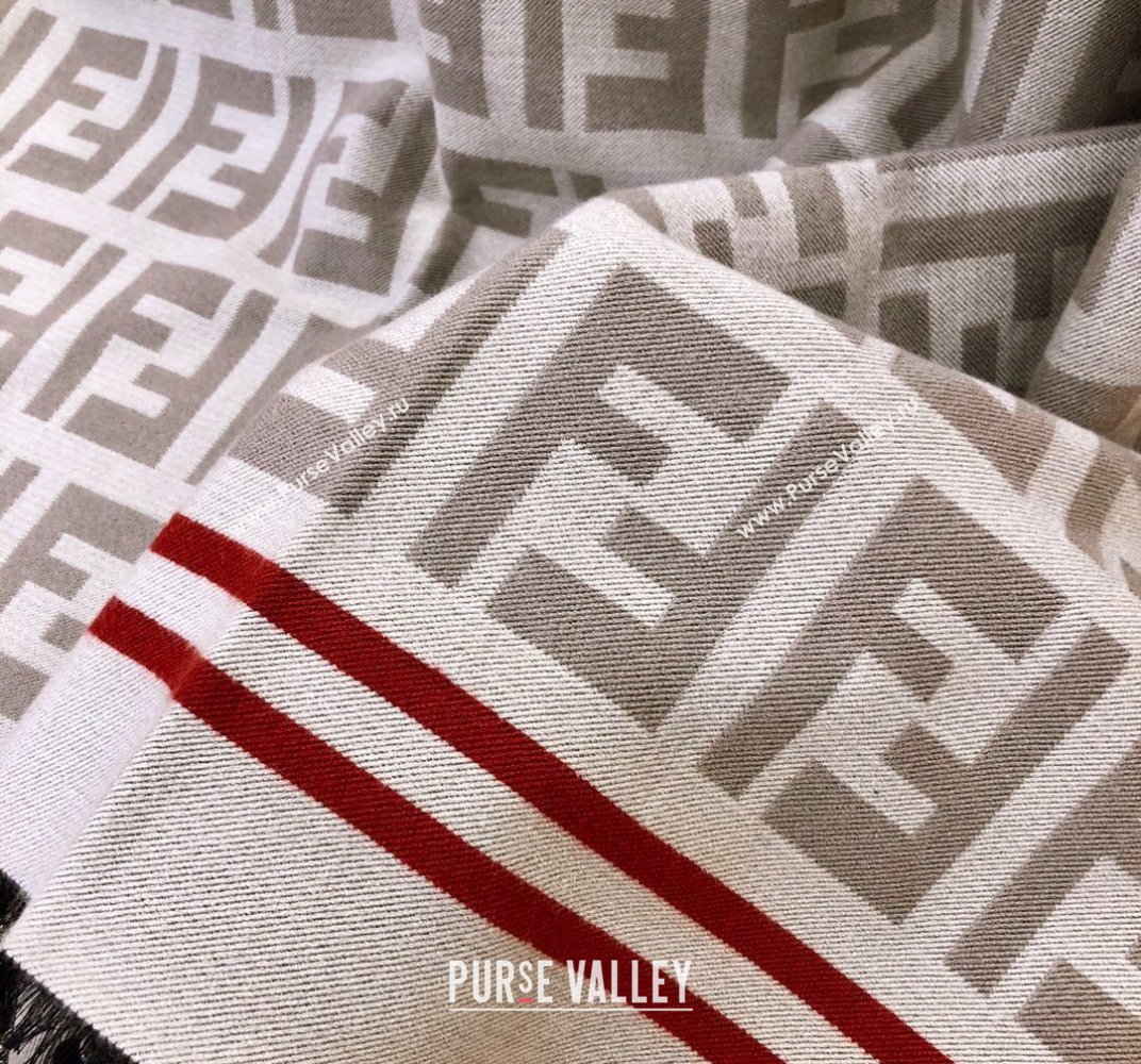 Fendi FF Gray Silk and Wool throw Blanket Top Quality (wtz-23112702)