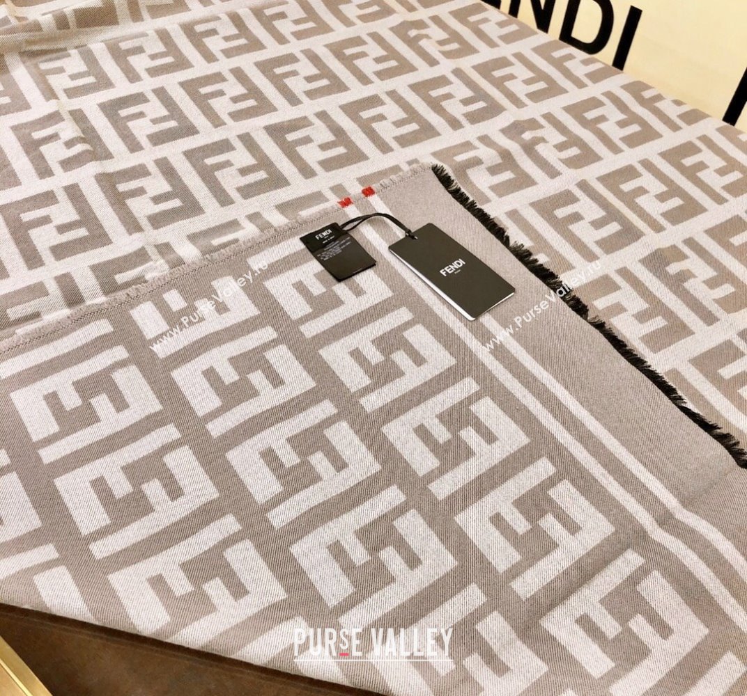 Fendi FF Gray Silk and Wool throw Blanket Top Quality (wtz-23112702)