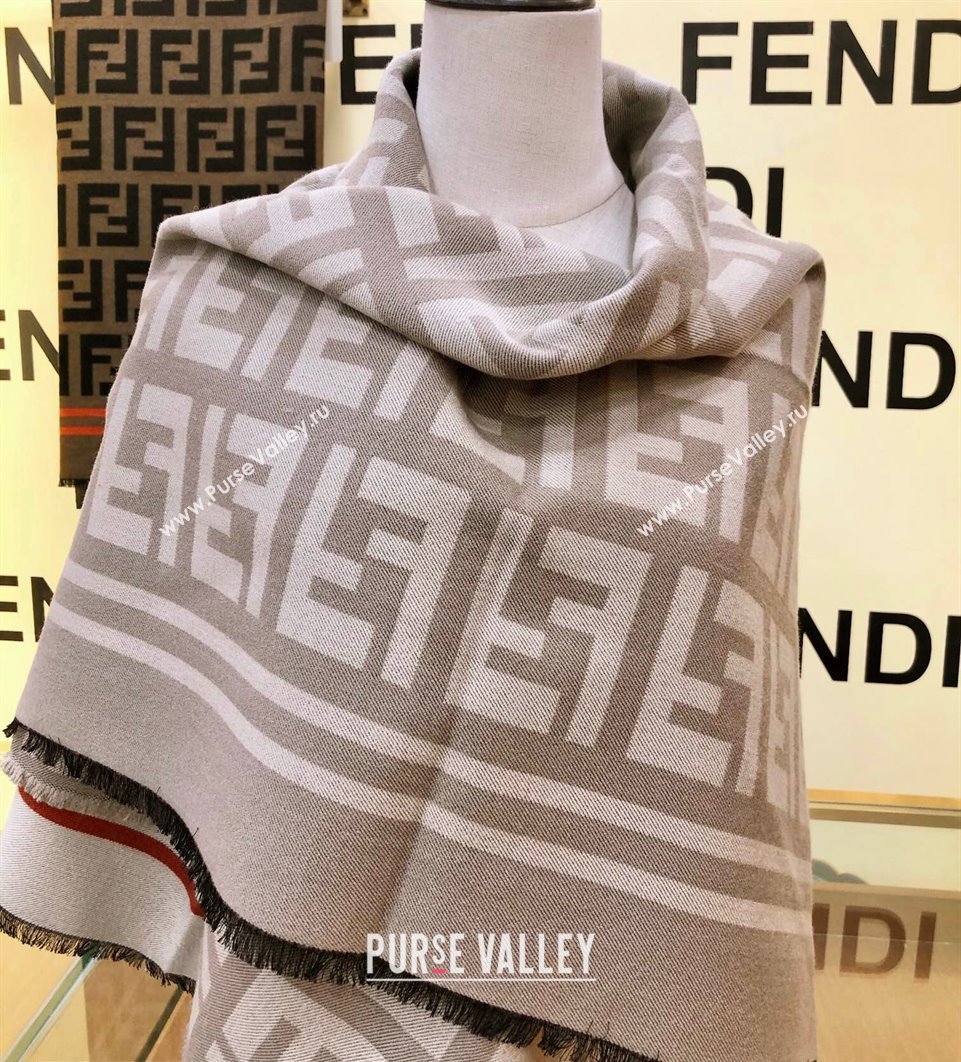 Fendi FF Gray Silk and Wool throw Blanket Top Quality (wtz-23112702)