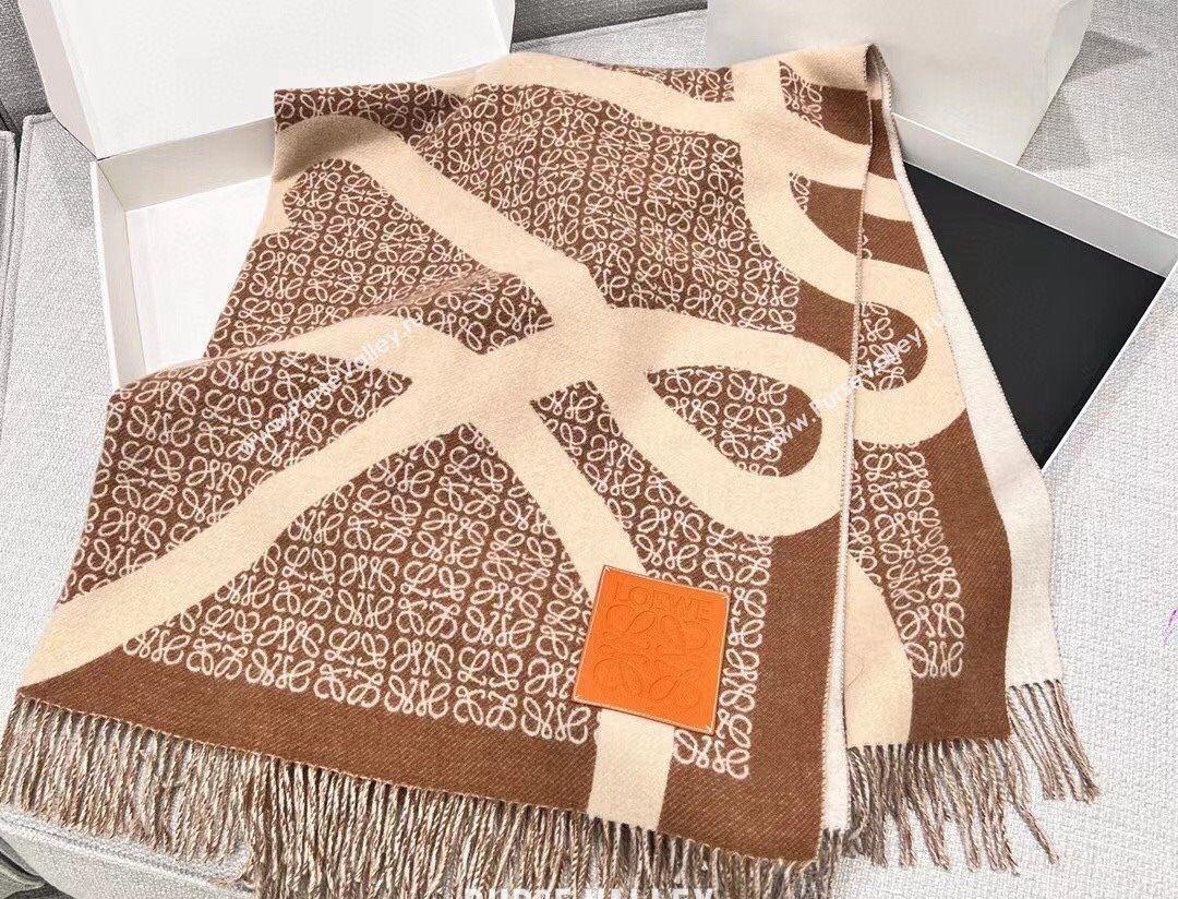 Loewe Anagram blanket in wool Camel (wtz-23112501)