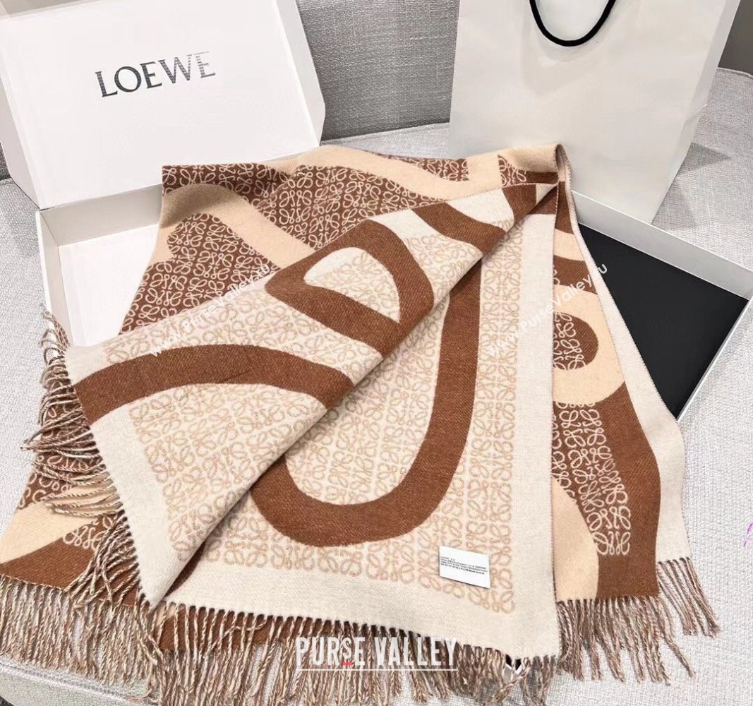 Loewe Anagram blanket in wool Camel (wtz-23112501)