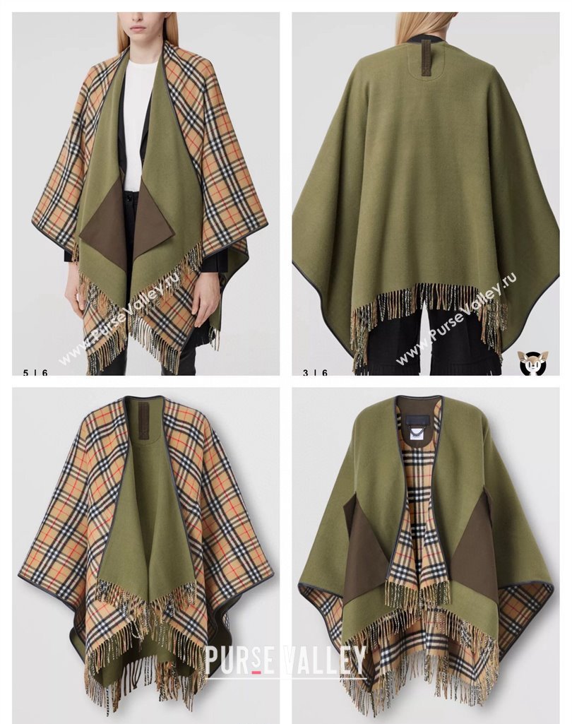 Burberry Reversible Check Wool Cape Green Top Quality (wtz-23112720)