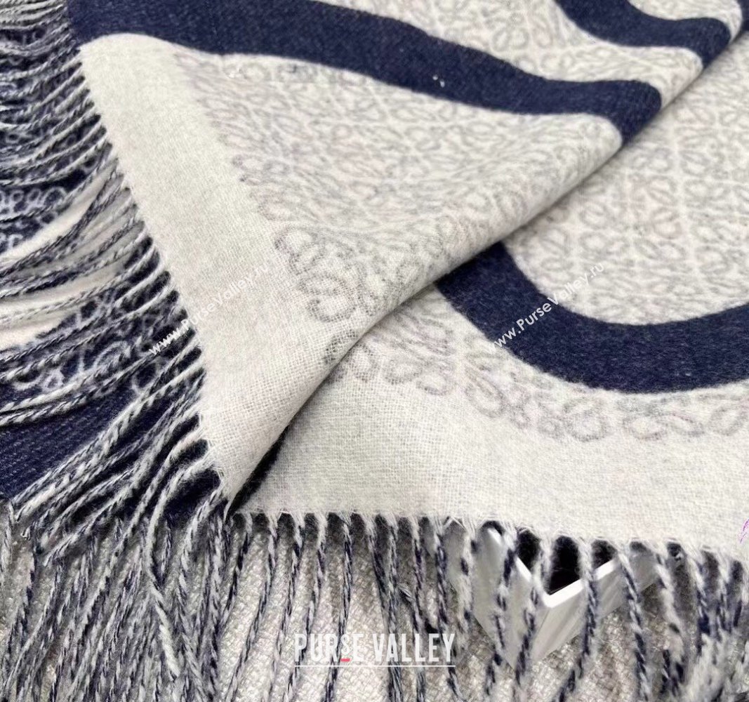 Loewe Anagram blanket in wool Navy Blue (wtz-23112503)