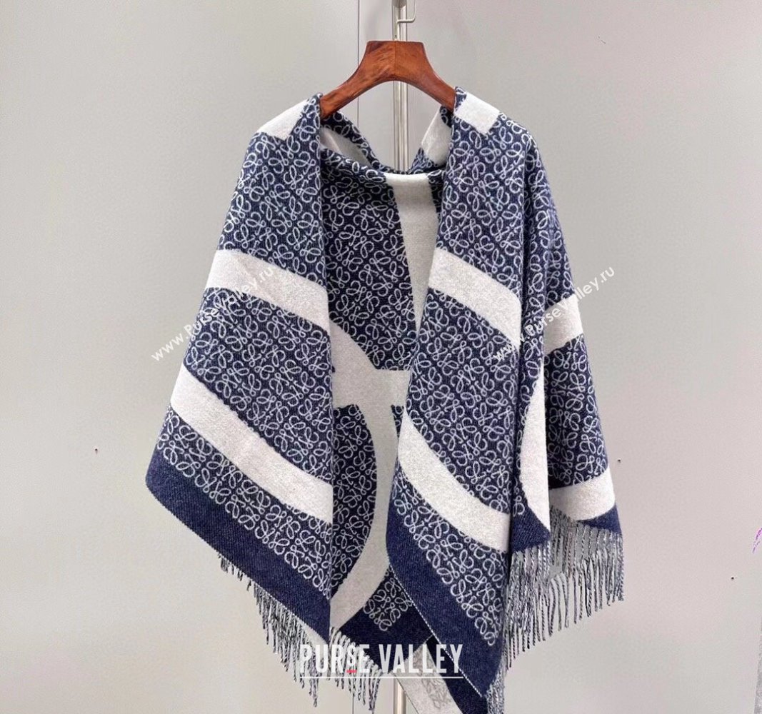 Loewe Anagram blanket in wool Navy Blue (wtz-23112503)