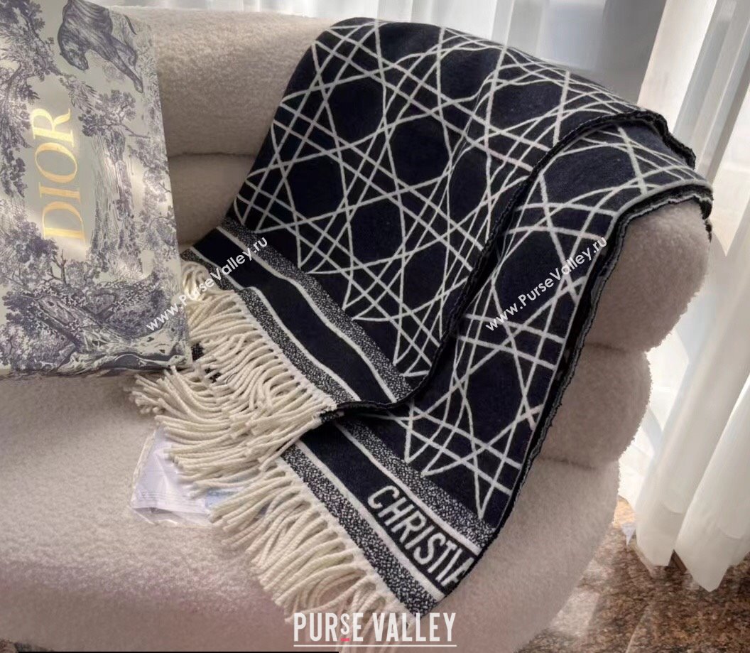 Dior Navy Blue Cashmere Cannage Shawl Top Quality (wtz-23112711)