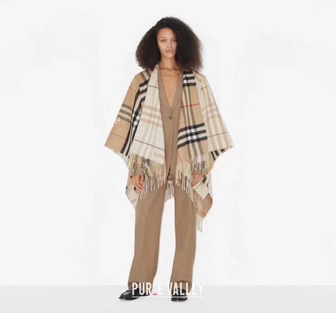 Burberry Contrast Check Wool Cashmere Cape Top Quality (wtz-23112718)