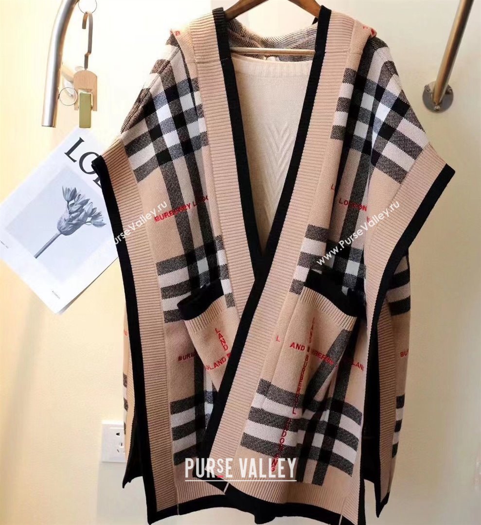 Burberry Check Wool Cashmere Hooded Cape Top Quality (wtz-23112717)