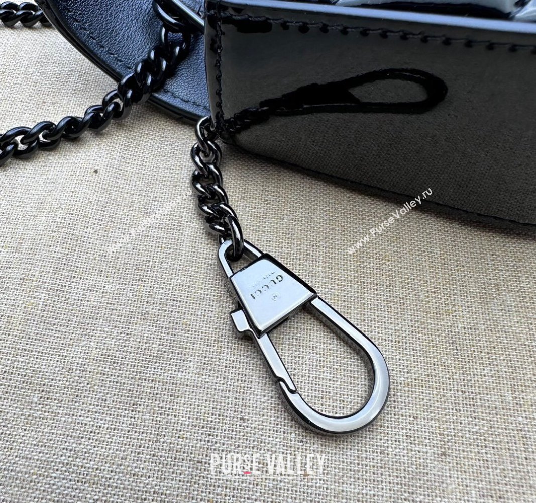 Gucci GG Marmont patent Super Mini shoulder bag 476433 Black 2024 (dlh-23112320)